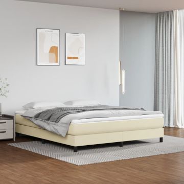 vidaXL Lovos rėmas su spyruoklėmis, kreminis, 180x200cm, dirbtinė oda