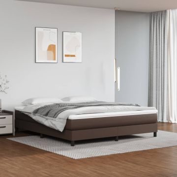 vidaXL Lovos rėmas su spyruoklėmis, rudos, 180x200cm, dirbtinė oda