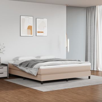 vidaXL Lovos rėmas su spyruoklėmis, kapučino, 180x200cm, dirbtinė oda