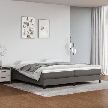 vidaXL Lovos rėmas su spyruoklėmis, pilkos, 200x200cm, dirbtinė oda