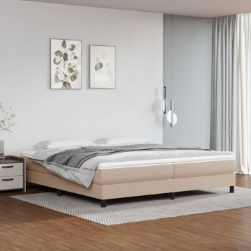 vidaXL Lovos rėmas su spyruoklėmis, kapučino, 200x200 cm, dirbtinė oda