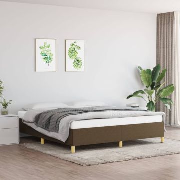 vidaXL Lovos rėmas su spyruoklėmis, tamsiai rudas, 160x200cm, audinys