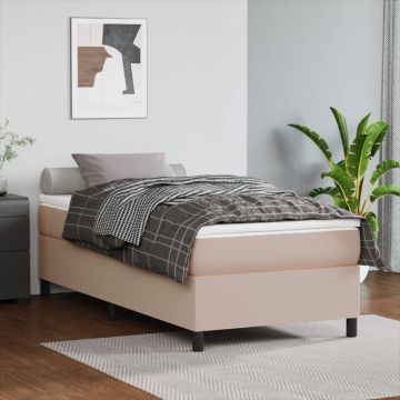 vidaXL Lovos rėmas su spyruoklėmis, kapučino spalvos, 100x200 cm, dirbtinė oda