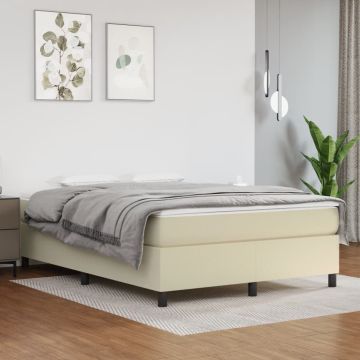 vidaXL Lovos rėmas su spyruoklėmis, kreminis, 140x190cm, dirbtinė oda