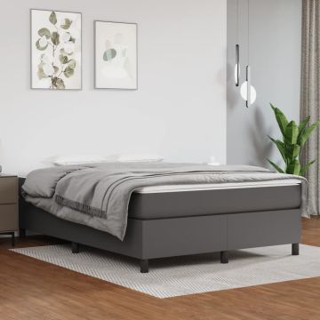 vidaXL Lovos rėmas su spyruoklėmis , pilkos, 140x190cm, dirbtinė oda