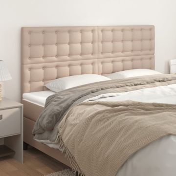 vidaXL Galvūgalis, kapučino spalvos, 180x5x118/128 cm, dirbtinė oda