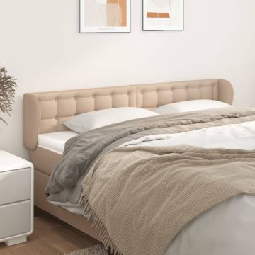 vidaXL Galvūgalis su auselėmis, kapučino ,203x23x78/88cm, dirbtinė oda