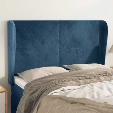 vidaXL Galvūgalis su auselėmis, mėlynas, 147x23x118/128cm, aksomas