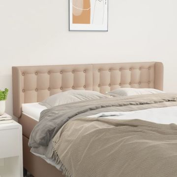 vidaXL Galvūgalis su auselėmis, kapučino ,147x16x78/88cm, dirbtinė oda