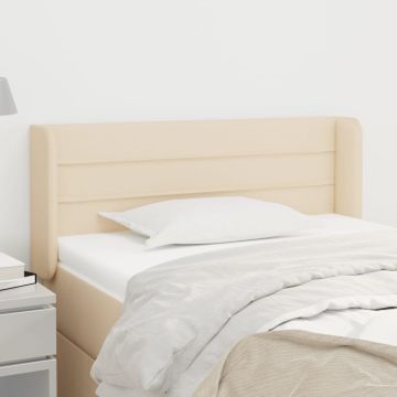 vidaXL Galvūgalis su auselėmis, kreminės,93x16x78/88cm, audinys