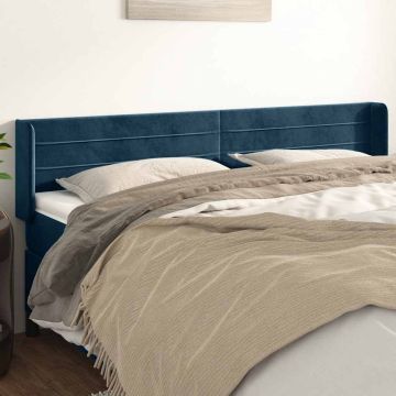 vidaXL Galvūgalis su auselėmis,tamsiai mėlynos,203x16x78/88cm, aksomas