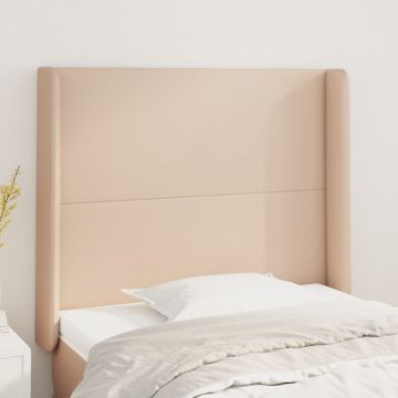 vidaXL Galvūgalis su auselėmis, kapučino,83x16x118/128cm,dirbtinė oda