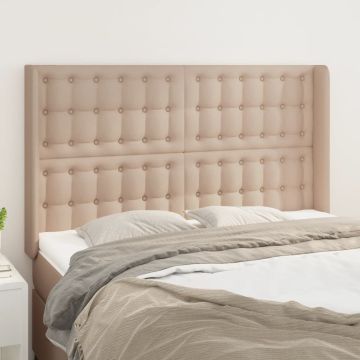 vidaXL Galvūgalis su auselėmis, kapučino,147x16x118/128cm,dirbtinė oda