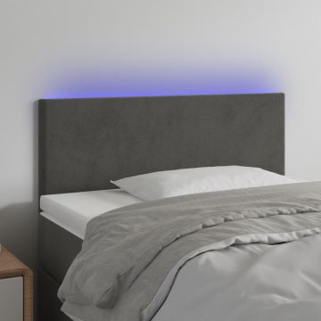 vidaXL Galvūgalis su LED, tamsiai pilkas, 80x5x78/88cm, aksomas