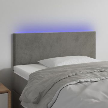vidaXL Galvūgalis su LED, šviesiai pilkas, 90x5x78/88cm, aksomas