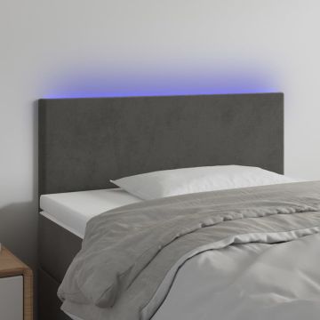vidaXL Galvūgalis su LED, tamsiai pilkas, 100x5x78/88cm, aksomas