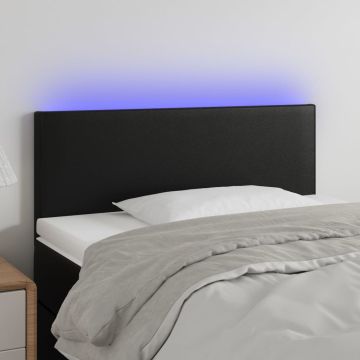 vidaXL Galvūgalis su LED, juodos spalvos, 100x5x78/88cm, dirbtinė oda