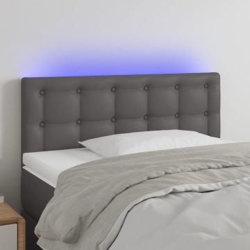 vidaXL Galvūgalis su LED, pilkos spalvos, 90x5x78/88cm, dirbtinė oda