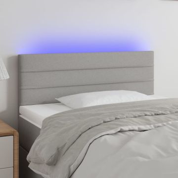 vidaXL Galvūgalis su LED, šviesiai pilkas, 90x5x78/88cm, audinys