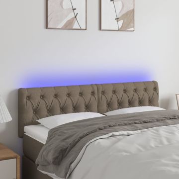 vidaXL Galvūgalis su LED, taupe spalvos, 144x7x78/88cm, audinys