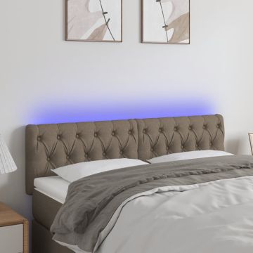 vidaXL Galvūgalis su LED, taupe spalvos, 160x7x78/88cm, audinys