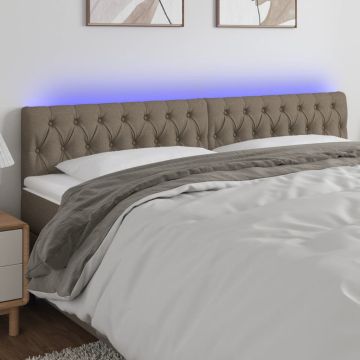 vidaXL Galvūgalis su LED, taupe spalvos, 180x7x78/88cm, audinys