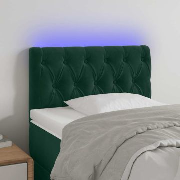 vidaXL Galvūgalis su LED, tamsiai žalias, 80x7x78/88cm, aksomas