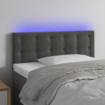 vidaXL Galvūgalis su LED, tamsiai pilkas, 80x5x78/88cm, aksomas