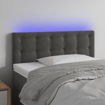 vidaXL Galvūgalis su LED, tamsiai pilkas, 90x5x78/88cm,aksomas