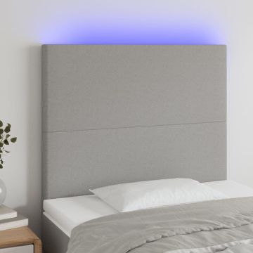 vidaXL Galvūgalis su LED, šviesiai pilkas, 100x5x118/128cm, audinys