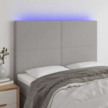 vidaXL Galvūgalis su LED, šviesiai pilkas, 144x5x118/128cm, audinys