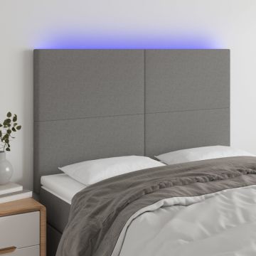 vidaXL Galvūgalis su LED, tamsiai pilkas, 144x5x118/128cm, audinys