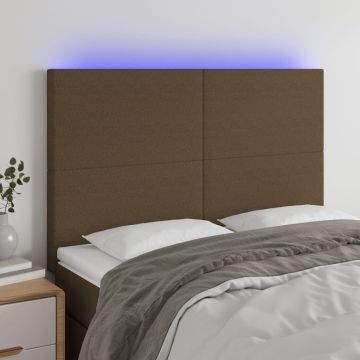 vidaXL Galvūgalis su LED, tamsiai rudos spalvos, 144x5x118/128cm