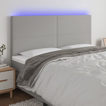 vidaXL Galvūgalis su LED, šviesiai pilkas, 160x5x118/128cm, audinys