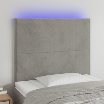 vidaXL Galvūgalis su LED, šviesiai pilkas, 90x5x118/128cm, aksomas