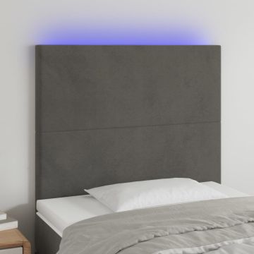 vidaXL Galvūgalis su LED, tamsiai pilkas, 90x5x118/128cm, aksomas