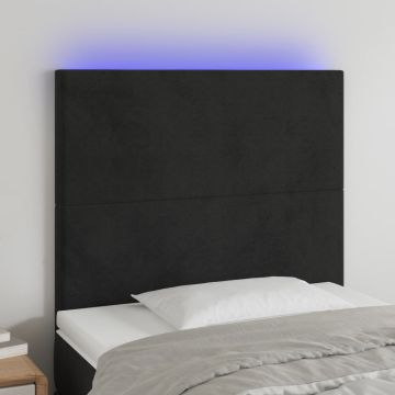vidaXL Galvūgalis su LED, juodos spalvos, 90x5x118/128cm, aksomas