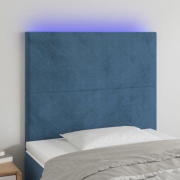 vidaXL Galvūgalis su LED, tamsiai mėlynas 90x5x118/128cm, aksomas