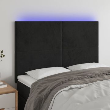 vidaXL Galvūgalis su LED, juodos spalvos, 144x5x118/128cm, aksomas