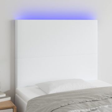 vidaXL Galvūgalis su LED, baltos spalvos, 90x5x118/128 cm