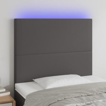 vidaXL Galvūgalis su LED, pilkas, 100x5x118/128cm, dirbtinė oda