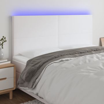 vidaXL Galvūgalis su LED, baltos spalvos, 160x5x118/128 cm