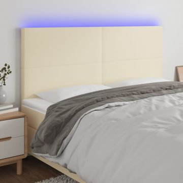 vidaXL Galvūgalis su LED, kreminės spalvos, 160x5x118/128 cm