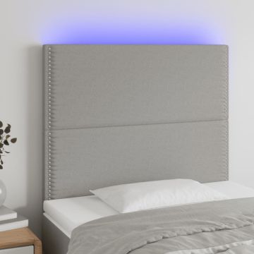 vidaXL Galvūgalis su LED, šviesiai pilkas, 90x5x118/128cm, audinys