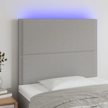 vidaXL Galvūgalis su LED, šviesiai pilkas, 100x5x118/128cm, audinys