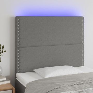 vidaXL Galvūgalis su LED, tamsiai pilkas, 100x5x118/128cm, audinys