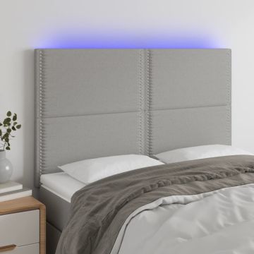 vidaXL Galvūgalis su LED, šviesiai pilkas, 144x5x118/128cm, audinys