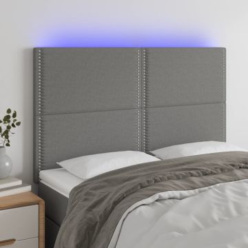 vidaXL Galvūgalis su LED, tamsiai pilkas, 144x5x118/128cm, audinys