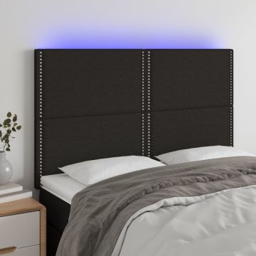 vidaXL Galvūgalis su LED, juodos spalvos, 144x5x118/128cm, audinys
