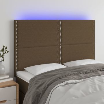 vidaXL Galvūgalis su LED, tamsiai rudos spalvos, 144x5x118/128cm